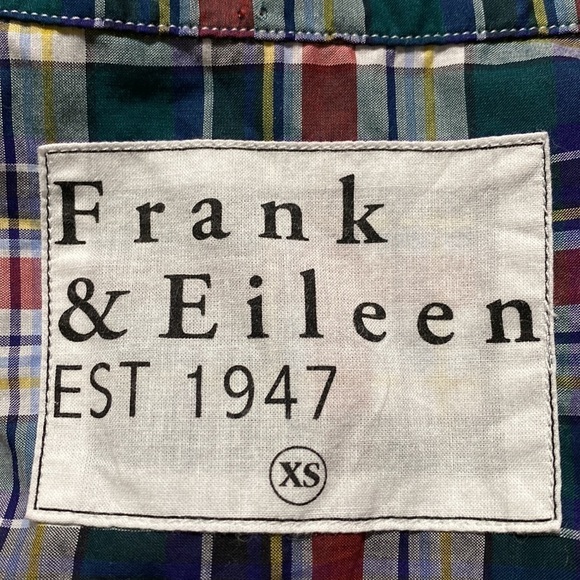 FRANK & EILEEN BARRY WOVEN BUTTON UP RED BLUE PLAID Shirt Top XS - Picture 10 of 13